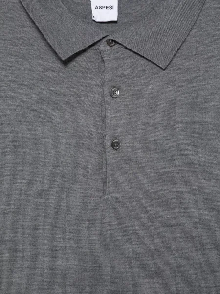 Lung tricou polo Aspesi gri