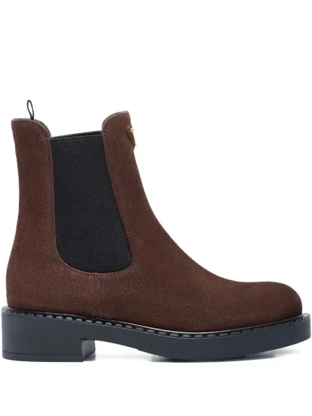 Botine chelsea Prada cu autograf maro