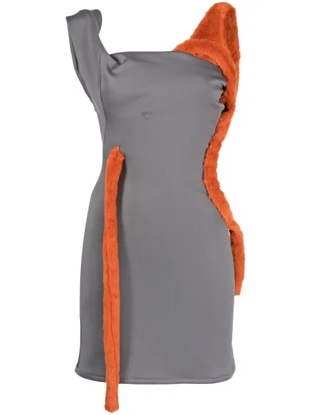 Wykończenie futrem sukienka bez rękawów Ottolinger bez rękawów szara
