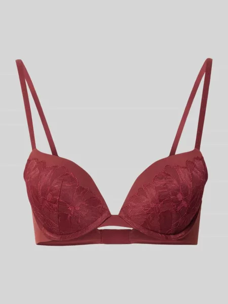 Biustonosz push up z obszyciem kwiatową koronką model ‘Plunge’ Calvin Klein Underwear