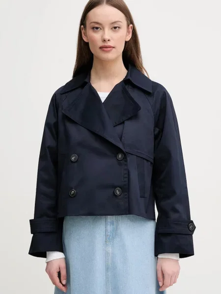 United Colors of Benetton palton de femei bleumarin de tranzitie cu doua randuri de