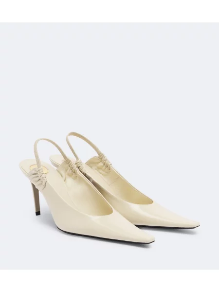 Pantofi cu toc Saint Laurent din piele slingback alb