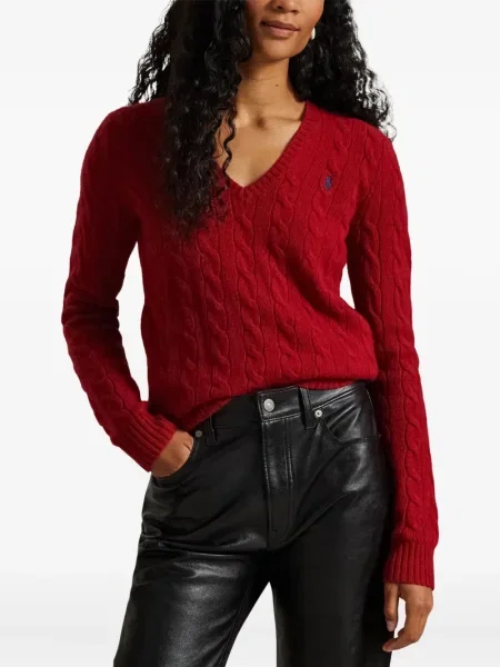 Căciulă Polo Ralph Lauren cu broderie cu dungi cowboy roșu