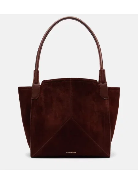 Geantă Victoria Beckham din piele de căprioară maro