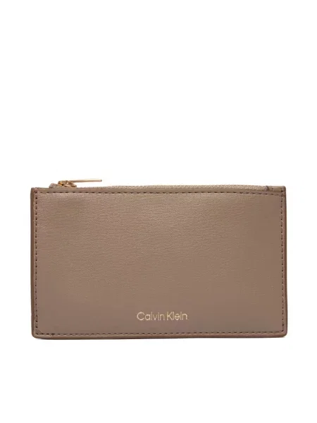 Top Calvin Klein z logo skórzany beżowy