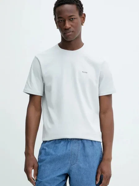 Тениска Hollister Co. с изчистен дизайн сиво