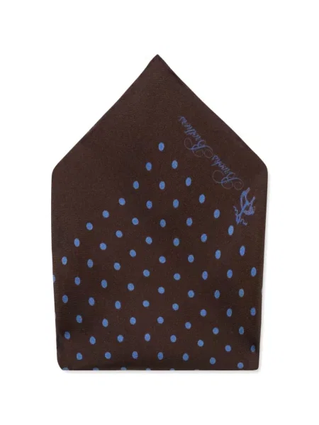 Hedvábná puntíkatá kravata Brooks Brothers hnědá