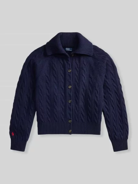 Kardigan rozpinany o kroju relaxed fit z mieszanki wełny i kaszmiru Polo Ralph Lauren granatowy