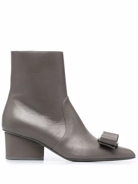 Cizme scurte Ferragamo cu funde gri
