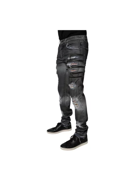 Skinny jeansy Dolce And Gabbana z przetarciami szare