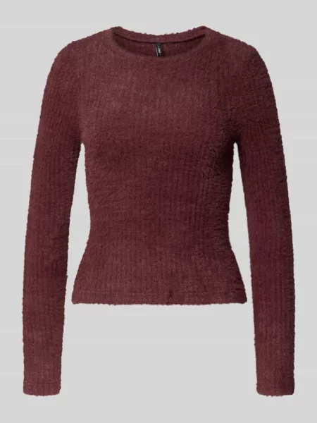 Sweter z dzianiny o kroju slim fit model ‘VIOLA’ Only bordowy