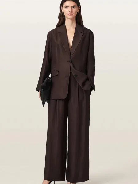 AllSaints pantaloni wide leg pentru femei cu in CHARLEY maro