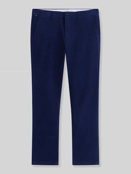 Spodnie sztruksowe o kroju slim fit z mieszanki bawełny Tommy Hilfiger niebieskie