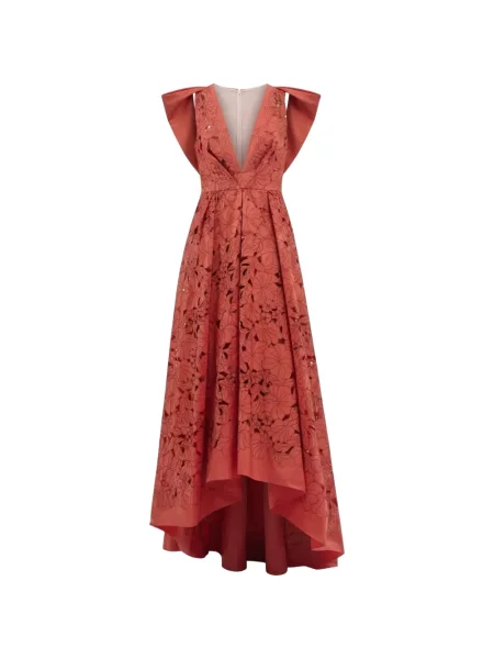 Rochie Gemy Maalouf cu model floral asimetrică portocaliu