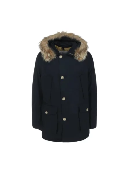 Parka Woolrich z futerkiem niebieska