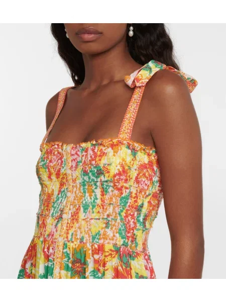 Rochie midi Poupette St Barth cu imagine până la genunchi de costum portocaliu