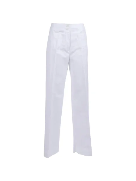 Pantaloni Aspesi cu șireturi din dantelă alb