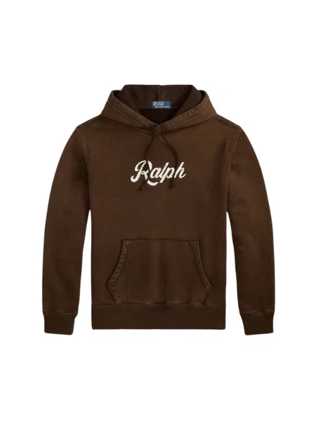 Bluza z kapturem Polo Ralph Lauren z kapturem z logo brązowa
