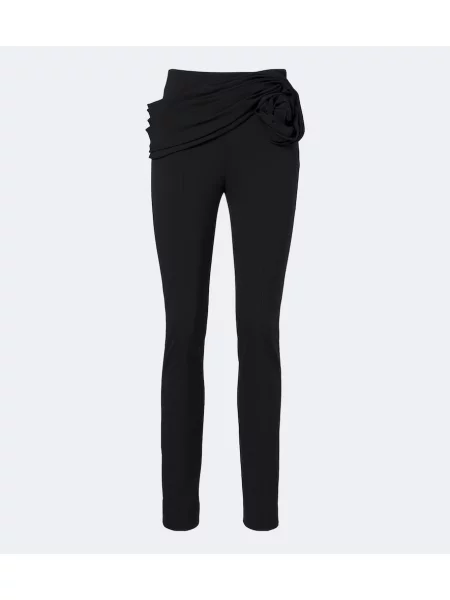 Leggings Carolina Herrera de lână cu model floral cu aplicații negru