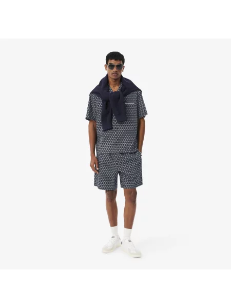 Lacoste Szorty Z Nadrukiem I Relaxed Fit granatowe