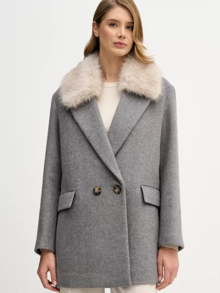 Палто с вълна Sisley сиво