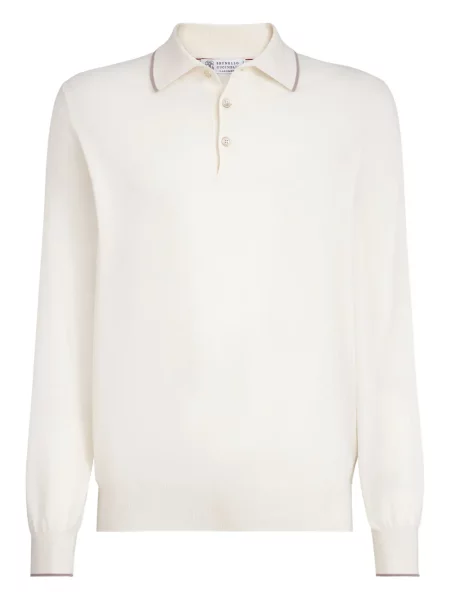 Polo Brunello Cucinelli tricotate alb