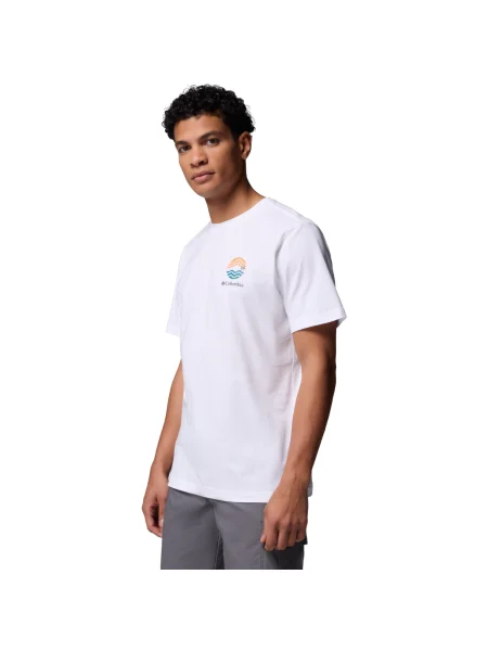 Pánske tričko Columbia Kettle River Outdoor Tee white/circular linescape biela