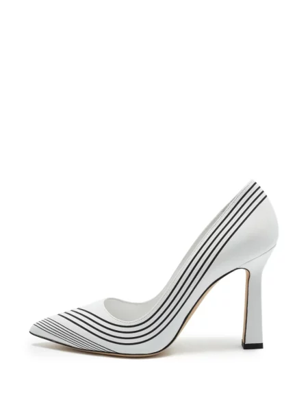 Pantofi cu toc Manolo Blahnik cu dungi alb