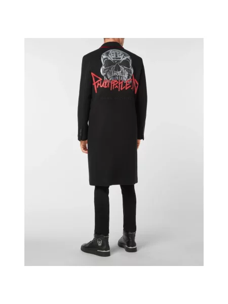 Długi płaszcz Philipp Plein wełniany czarny