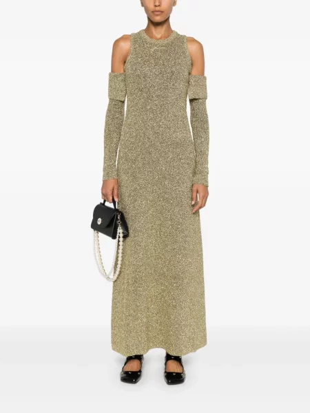 Rochie maxi Ganni de costum auriu