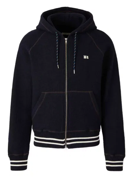 Cardigan Wales Bonner de lână cu glugă albastru