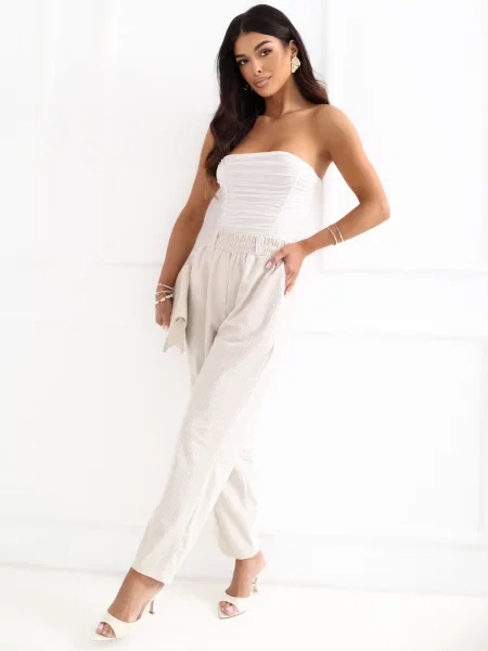 Pantaloni Rue Paris de catifea bej