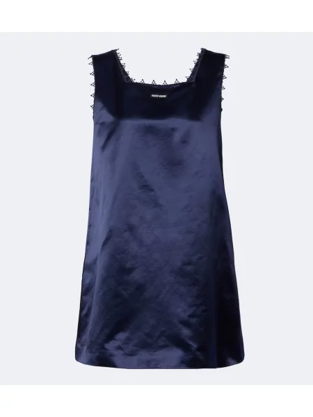 Rochie Miu Miu cu broderie din satin albastru