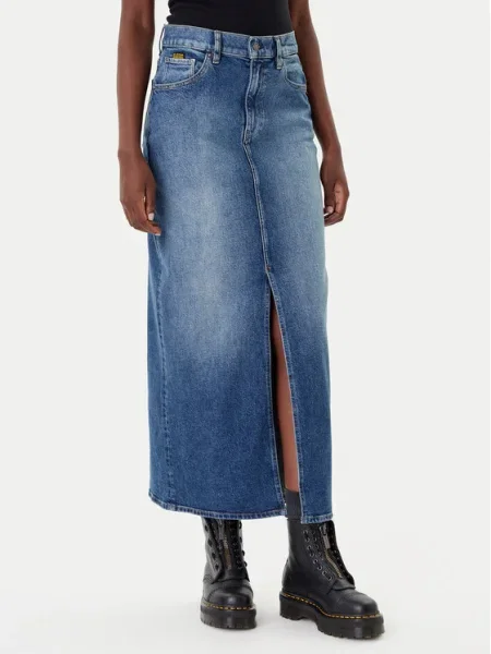 G-Star fustă jeans maxi drept albastru