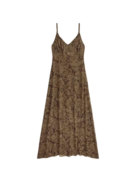 Rochie maxi Ralph Lauren Rrl de mătase cu imagine cu model paisley maro