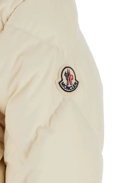 Geacă cu puf Moncler cu glugă alb