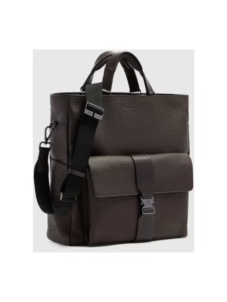 Torba na laptopa Piquadro skórzana brązowa