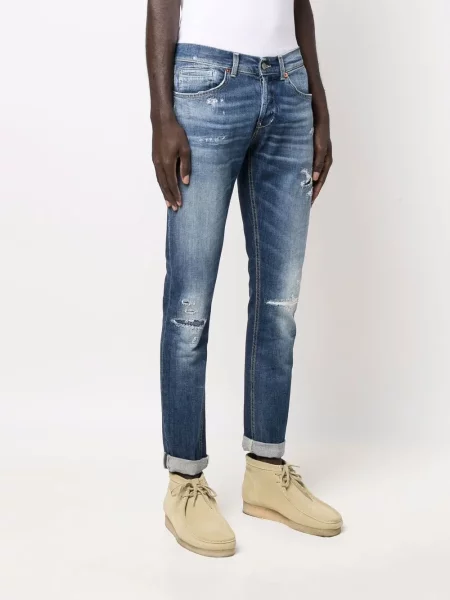 Skinny skinny džíny Dondup s oděrkami modré