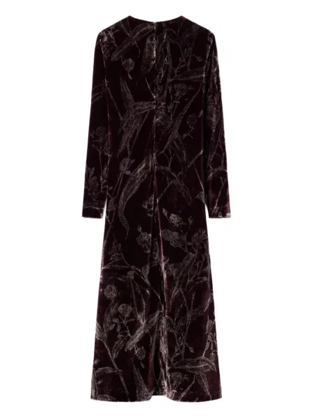 Rochie maxi La Doublej cu imagine din bambus lungă roșu