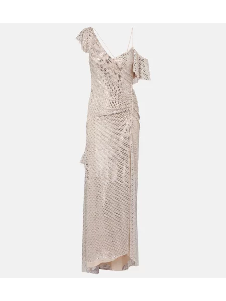 Stras rochie maxi Self-portrait drapată alb