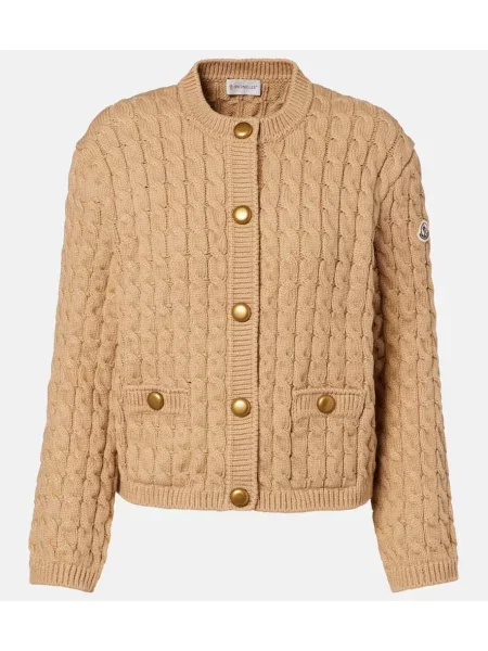 Dzianinowy kardigan Moncler beżowy