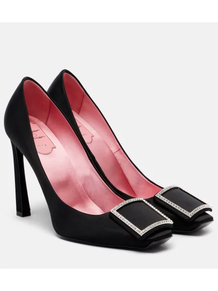 Pantofi cu toc Roger Vivier din satin negru