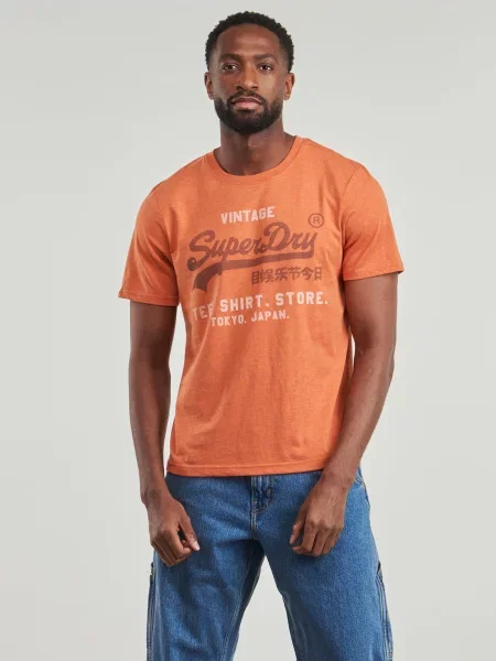 Superdry & Co Póló Heritage homár / sötétvörös / fehér narancsszínű