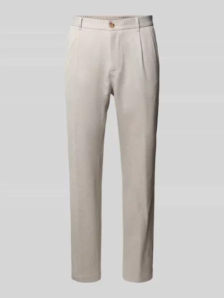 Spodnie garniturowe o kroju regular fit z mieszanki model Lester' Joop! Collection beżowe