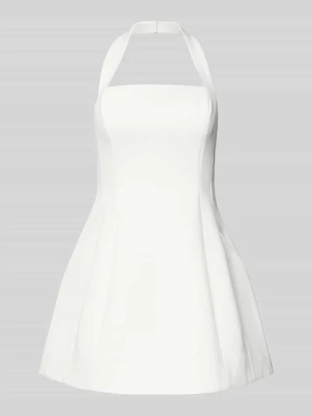 Sukienka koktajlowa z wiązaniem na szyi model ‘NEVELLE’ Bardot biała