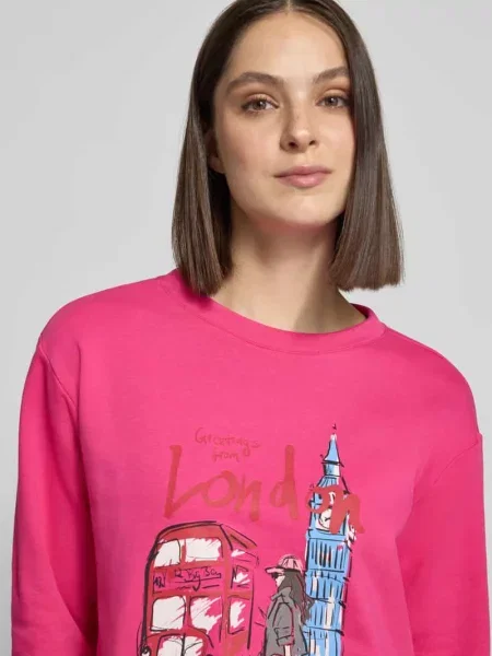 Bluza z nadrukiem i dekoltem typu crew neck Milano Italy różowa