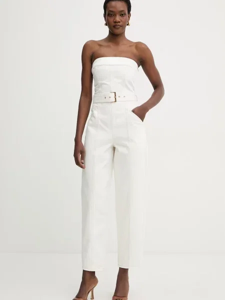 Armani Exchange salopetă fără bretele femei din denim bej