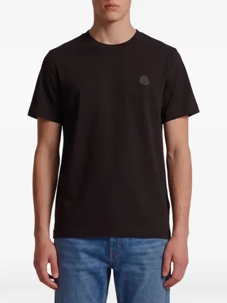 Tricou Moncler din piele cu autograf negru