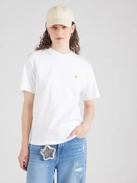 Carhartt WIP Tričko Chase šafránová biela