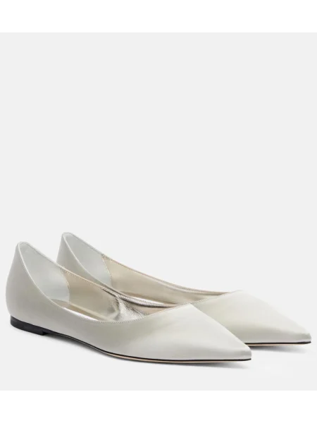 Balerini Jimmy Choo din satin argintiu